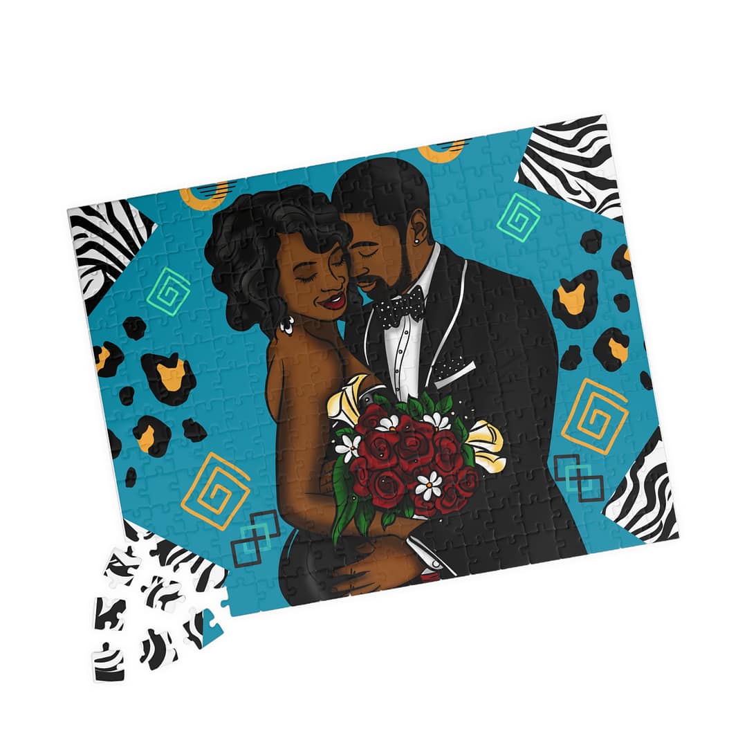 Romantic Black Couple Wedding Puzzle — 252/520-Piece Keepsake - Image 2
