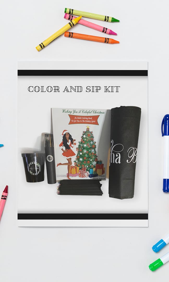 Hair Story Adult Coloring Book Color and Sip Kit - Dejha B Coloring