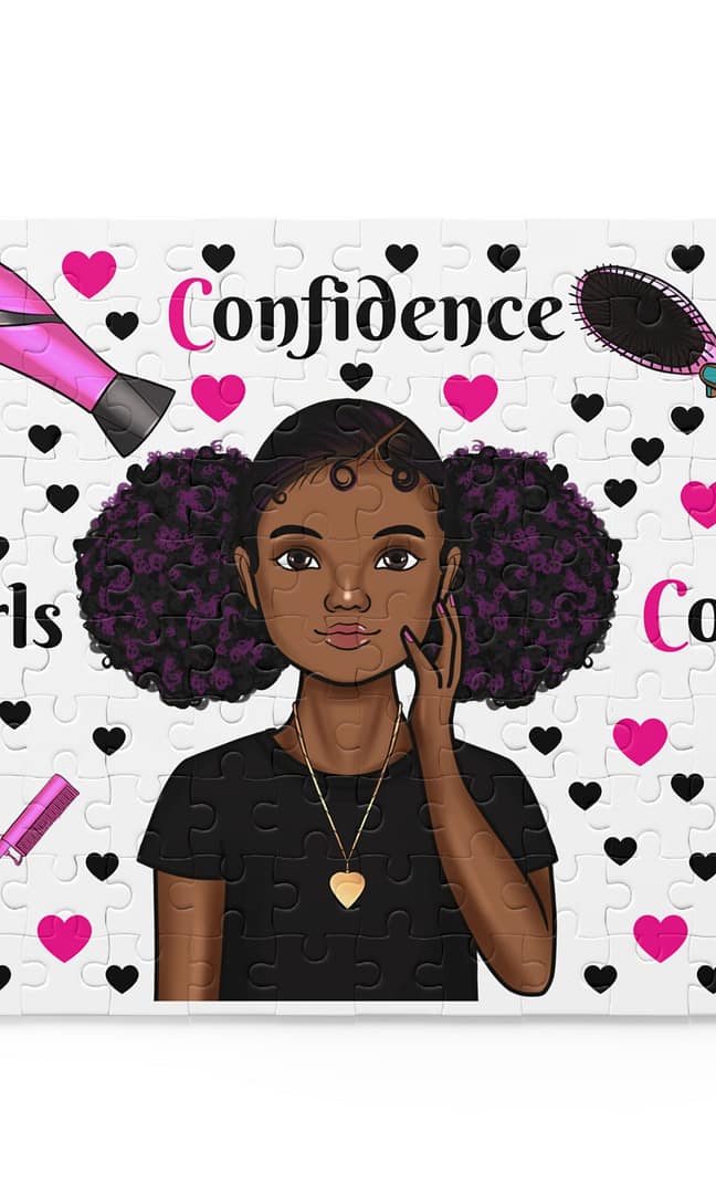 Confidence Curls Coils Puzzle — Black Girl Natural Hair Jigsaw (120/252/500 pc)
