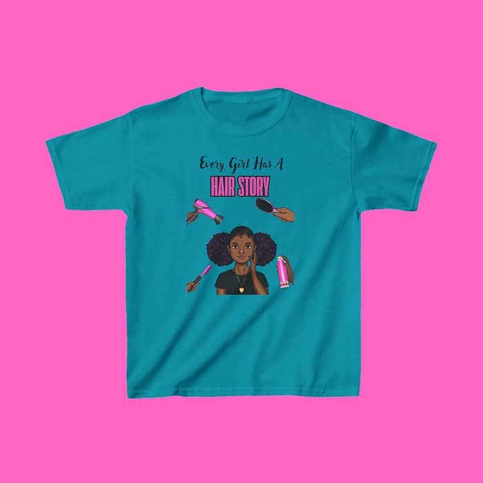Every Girl Has A Hair Story ™Kids Tee - Image 3