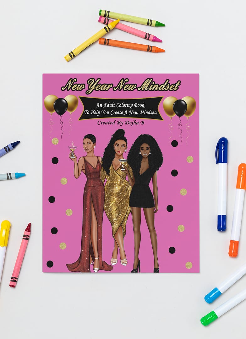 New Year New Mindset  Adult Coloring Book Color and Sip Kit - Image 2