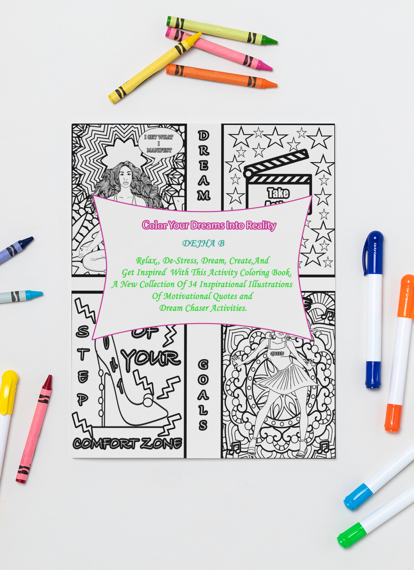 Hair Story Adult Coloring Book Color and Sip Kit - Dejha B Coloring