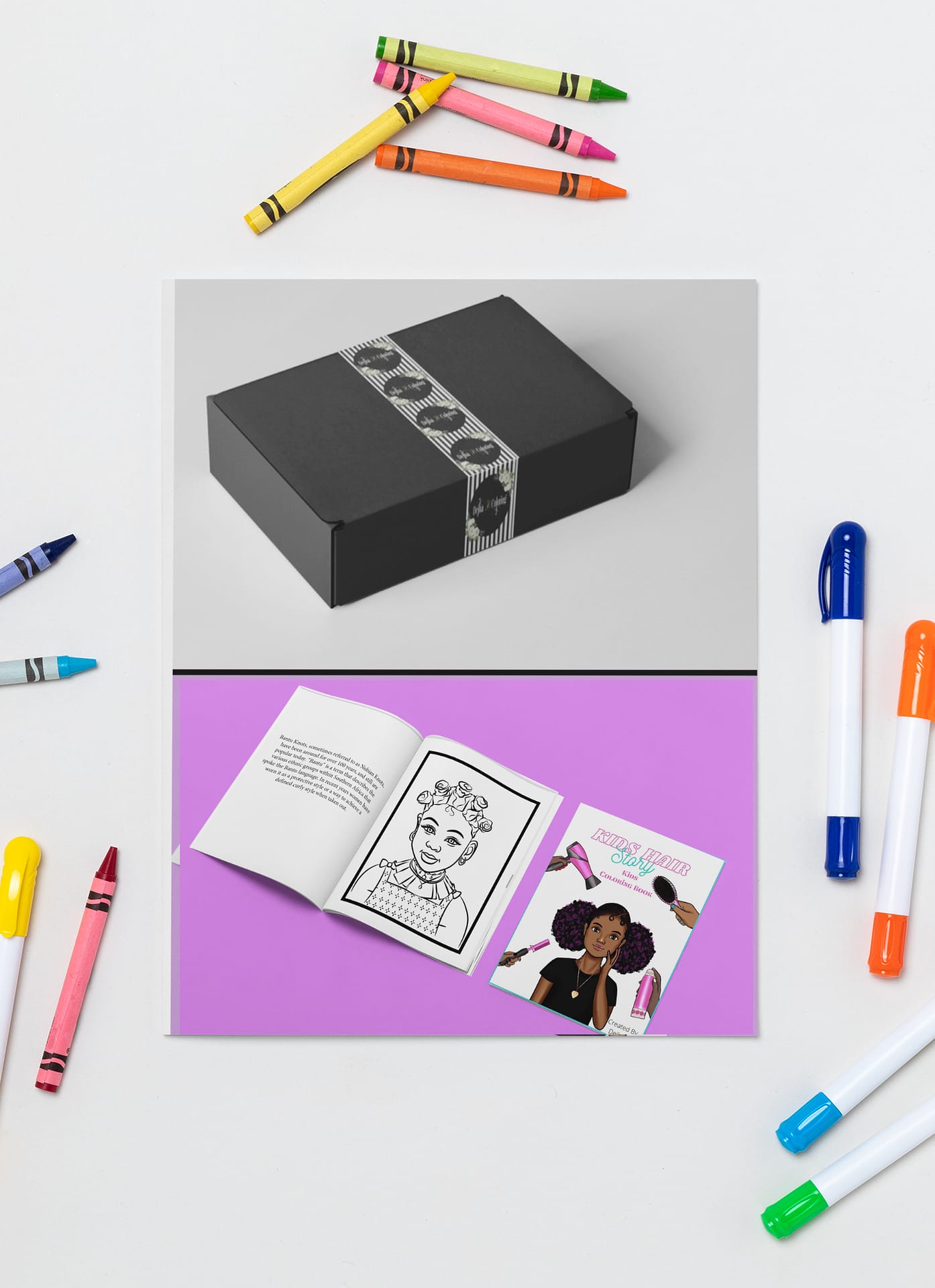 Hair Story Kids Coloring Book Color and Sip Kit