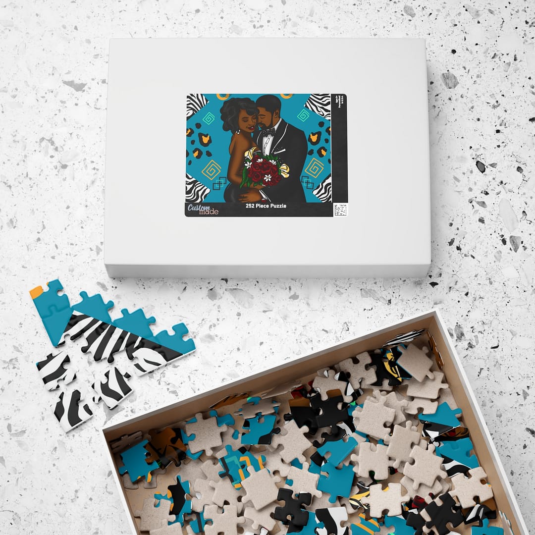 Romantic Black Couple Wedding Puzzle — 252/520-Piece Keepsake - Image 3