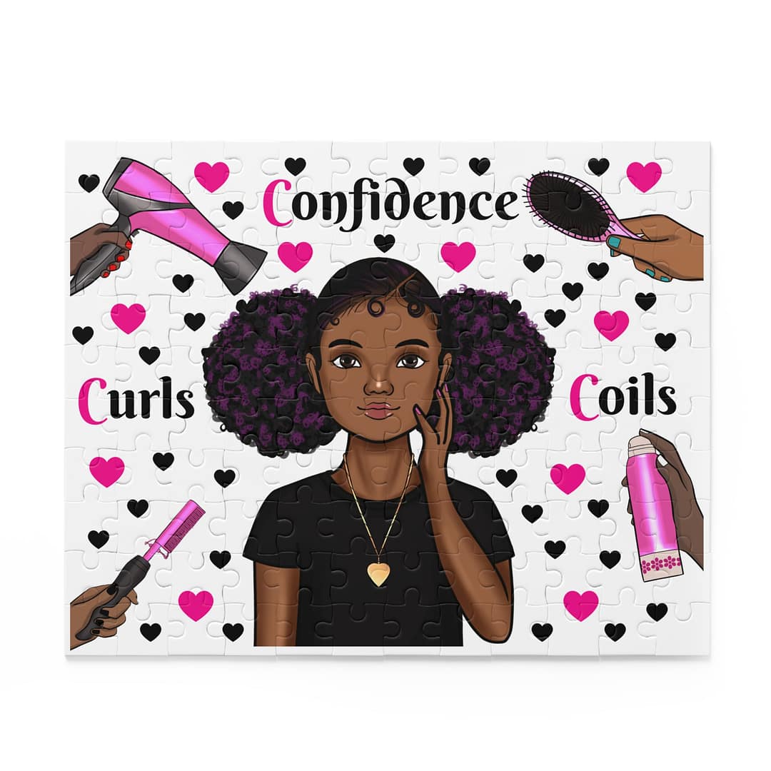 Confidence Curls Coils Puzzle — Black Girl Natural Hair Jigsaw (120/252/500 pc)
